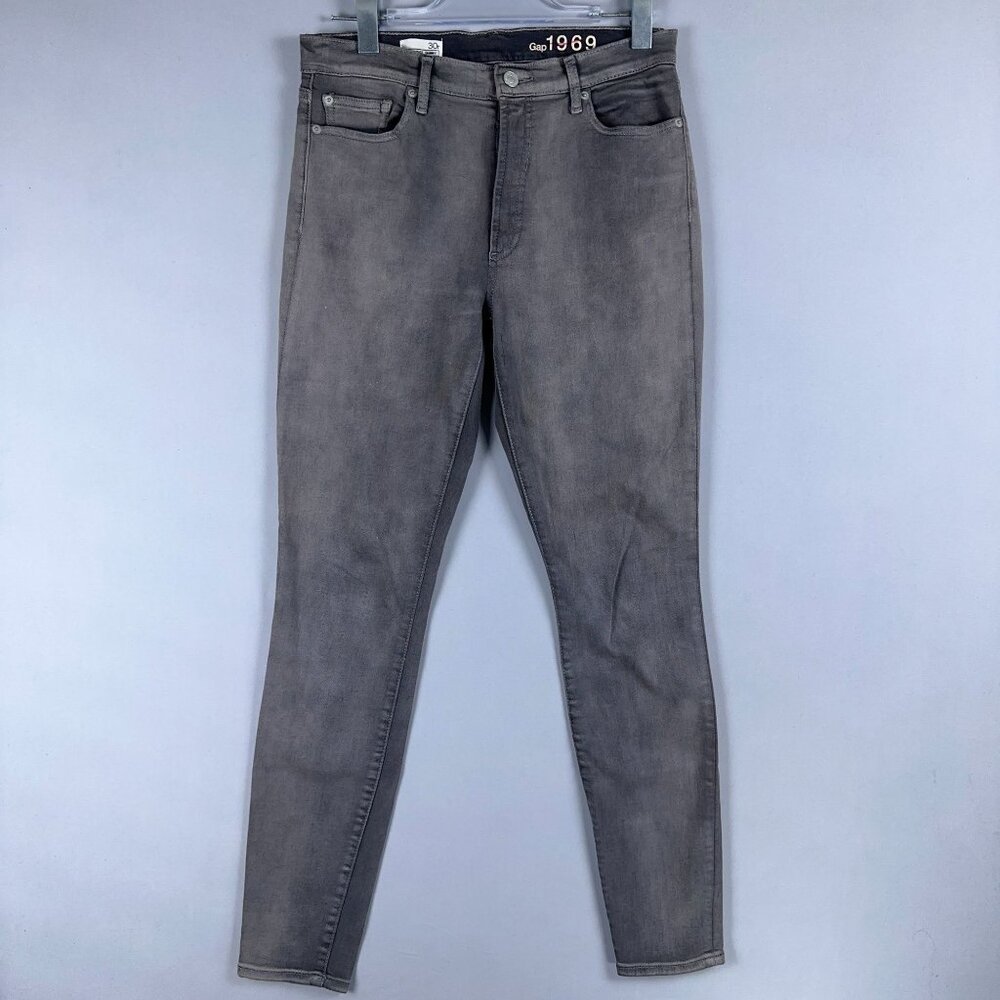 Gap 1969 Skinny Jeans Womens Size 30R High Rise Stretch Faded Grey Wash
